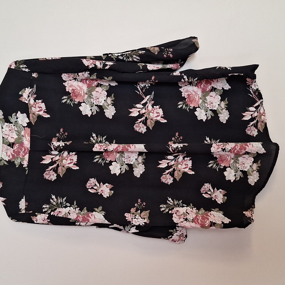 Rue21 Black Floral Blouse with Pink Accents - Picture 2 of 4